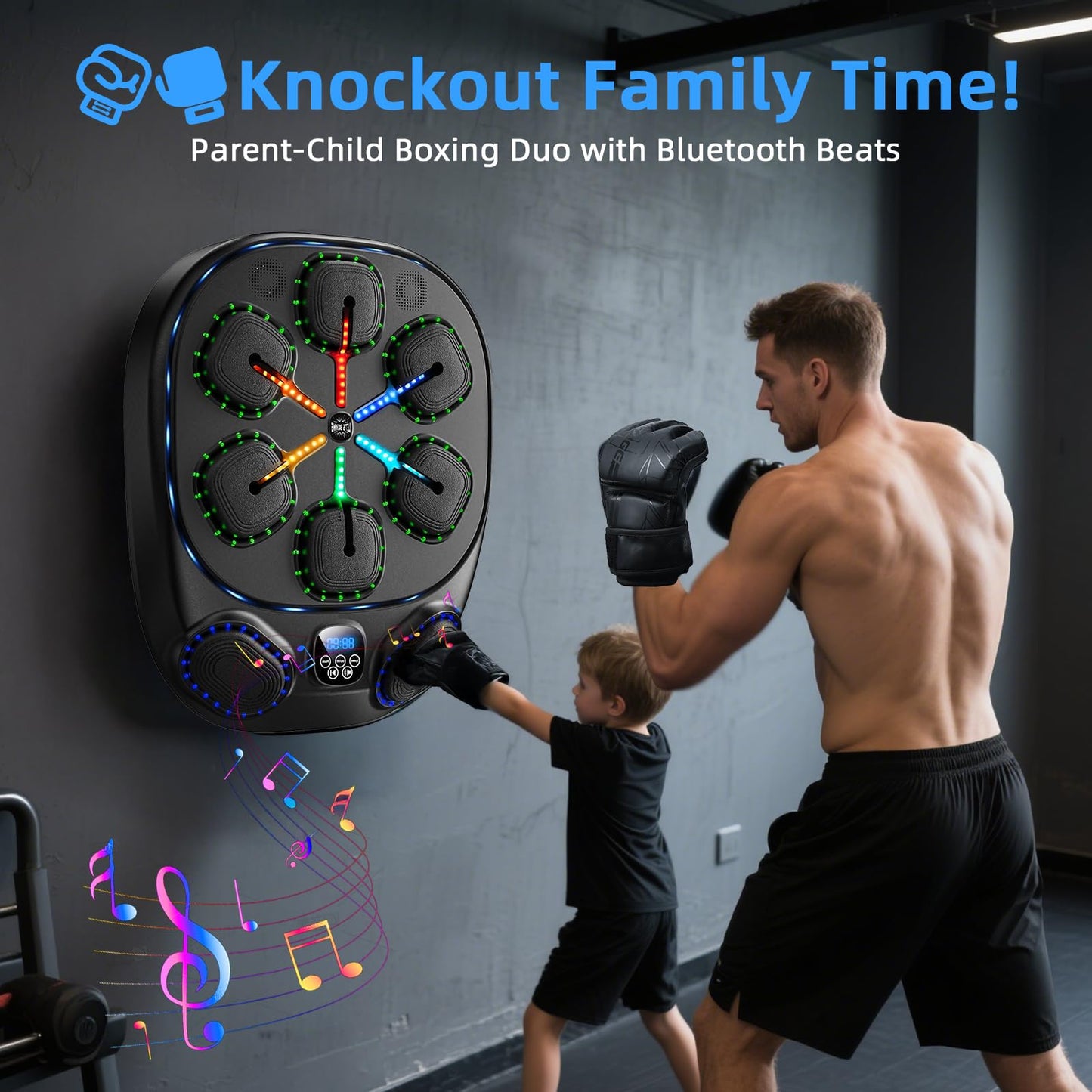 Music Boxing Machine with LED Lights & Bluetooth Speaker – Interactive Punching Bag for Fitness, Rhythm Training & Stress Relief – Home Gym Equipment for Adults
