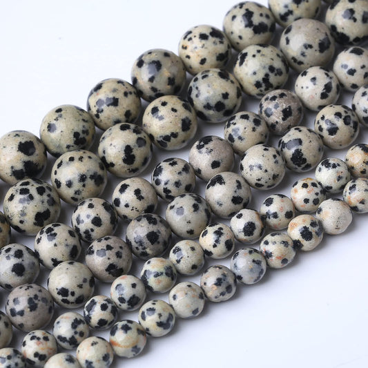 45PCS 8MM Natural Dalmatian Jasper Stone Beads Energy Healing Beads for DIY Jewelry Bracelet Necklace Making for Jewelry Making15Inch