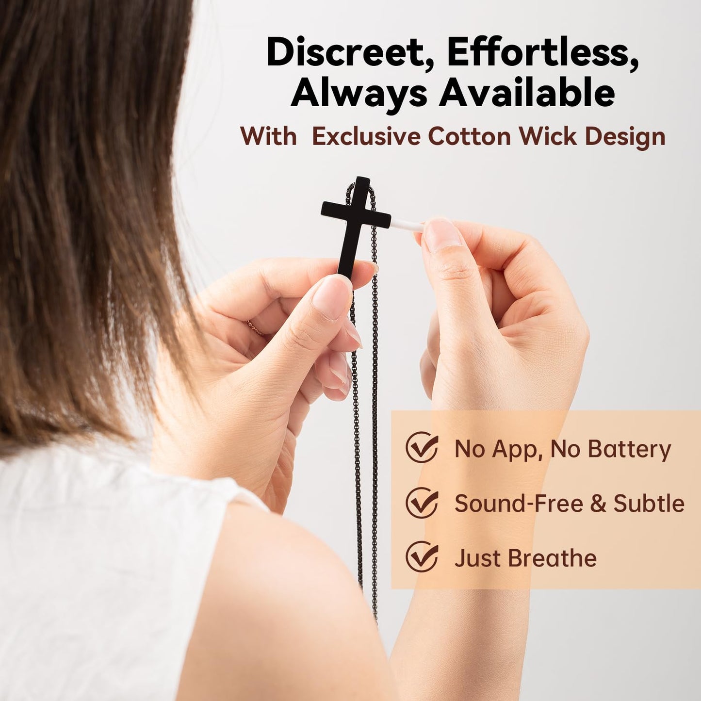 FUNPAR Cross Breathing Necklace for Anxiety Relief and Relaxation, Breathlink Design Quit Smoking Aid, Stainless Steel Mindfulness Tool to Calm, Stylish Wellness Gift for Adults(Gold 41:10)