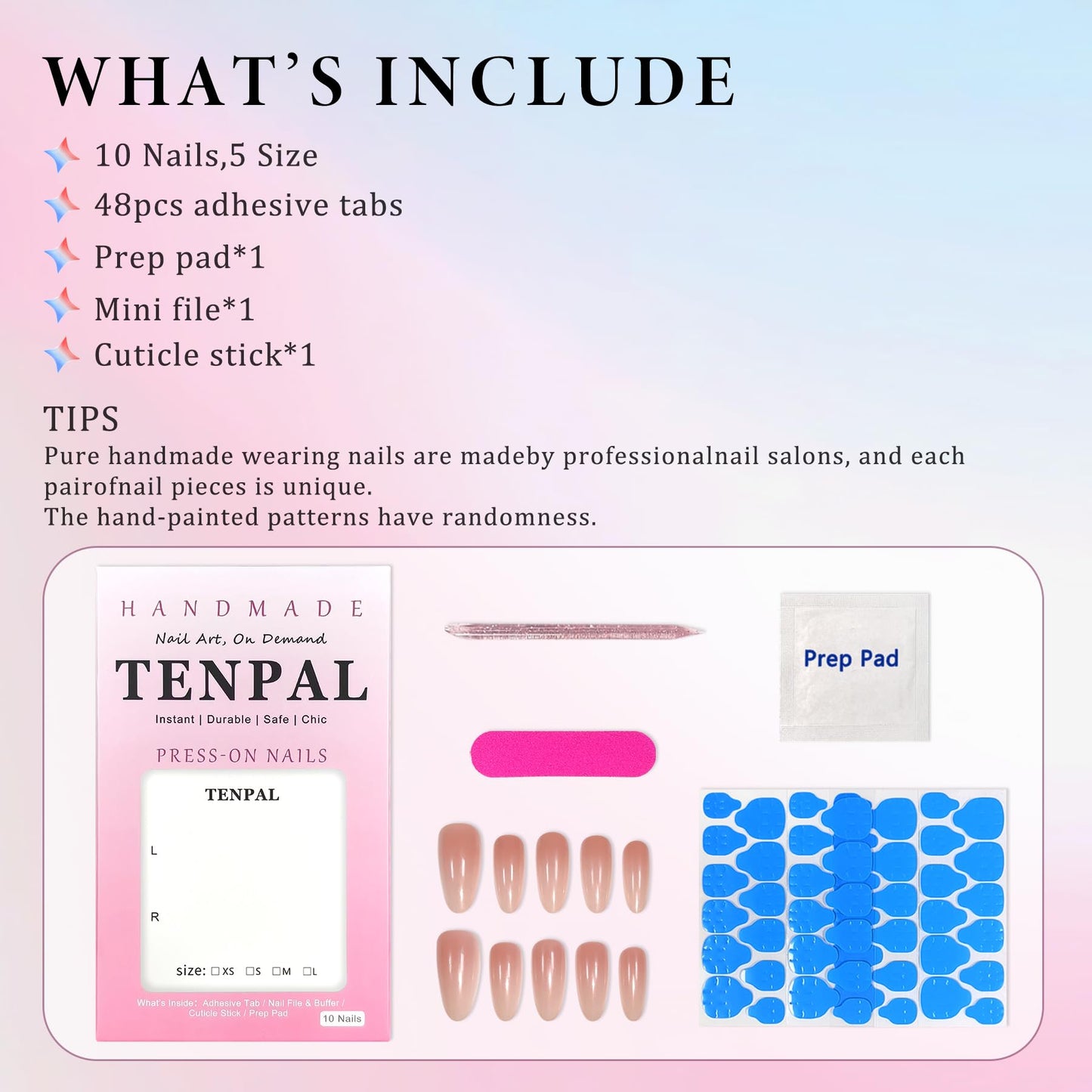 TENPAL Press on Nails Almond Shape Nude Ombre Gradient Beige - Clean Girl Minimalist Quiet Luxury Handmade Reusable Salon Quality for Daily Work Office Bridal Wedding Natural Look(M)