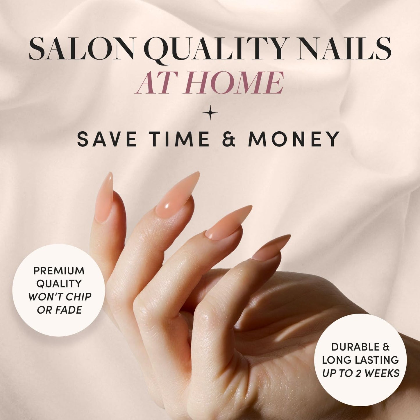 Glamnetic Press-On Nails Bundle - Azure Blue, Hailey & Fairy Dust | Bright Blue Round Fake Nails | Glazed Almond False Nails | Short Oval Beige-Pink Nails with a Metallic Finish
