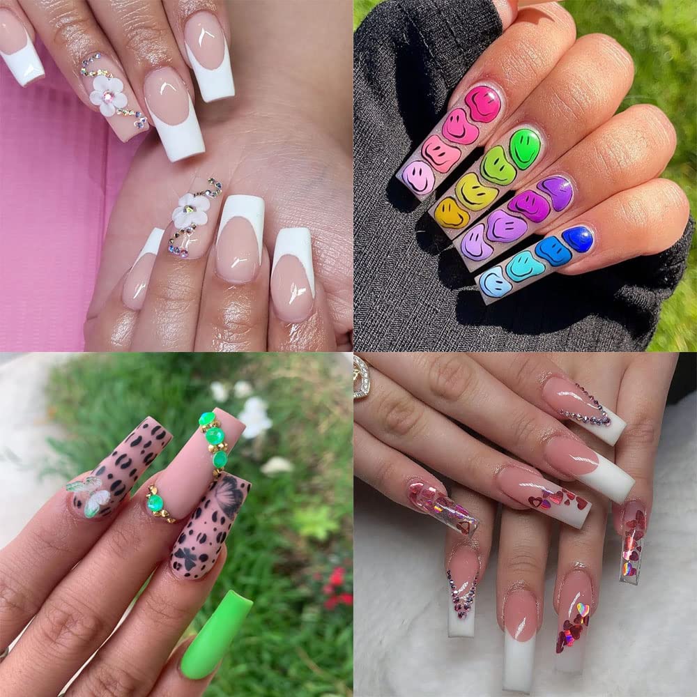 550 PCs XXL Tarpered Square Nail Tips,SITELENABY Ultra-thin Half Cover Clear Square Nail Tips False Artificial Nails Tips 11 Sizes with Box (Tapered Square French Tips)