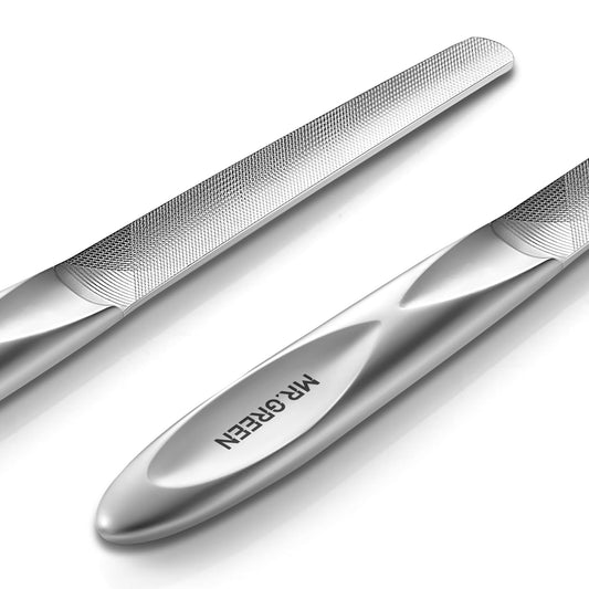 MR.GREEN Double Sided Nail Files Stainless Steel U-Shaped Nail File Curve Anti-Slip Handle