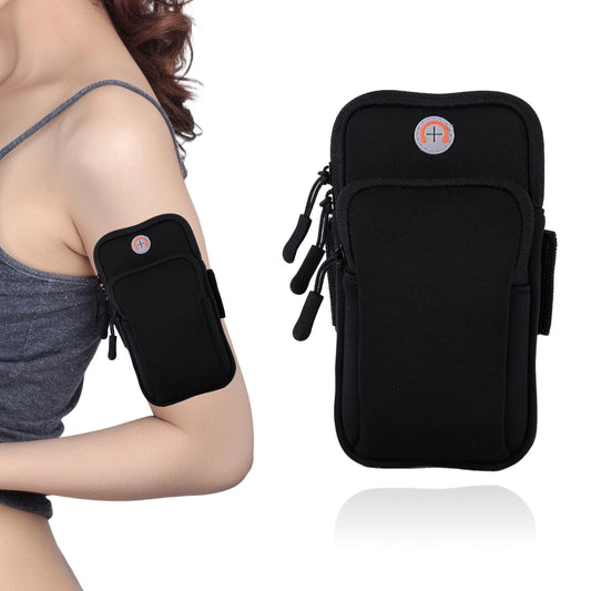 Running Armband, Adjustable Sports Band for Jogging, iPhone Workout Armband, Cell Pouch for Exercise Men Women (Black)