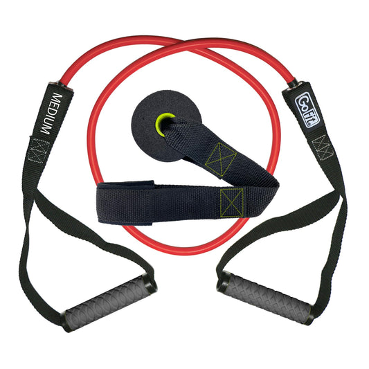 GoFit Pro-Grade Power Tubes with Handles – 30 lbs Resistance Bands for Strength Training, Bodybuilding, Fitness, and Home Workouts – Green Exercise Band