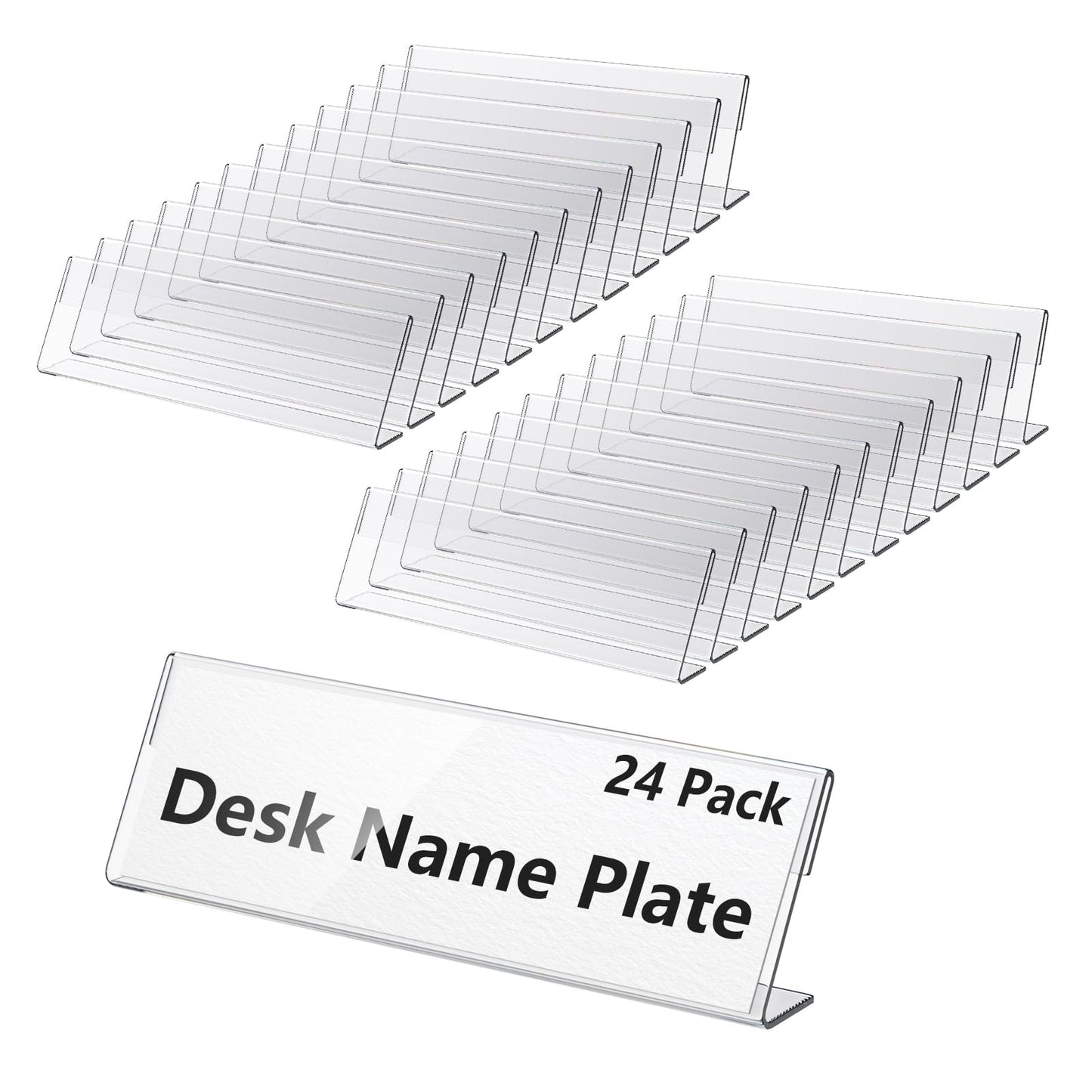 24 Pcs Acrylic Name Plates for Desk 2 X 8 Inches Name Tents for Classroom License Label Holder for Back to School Classroom Office Conference Business Meeting Table Display (24)