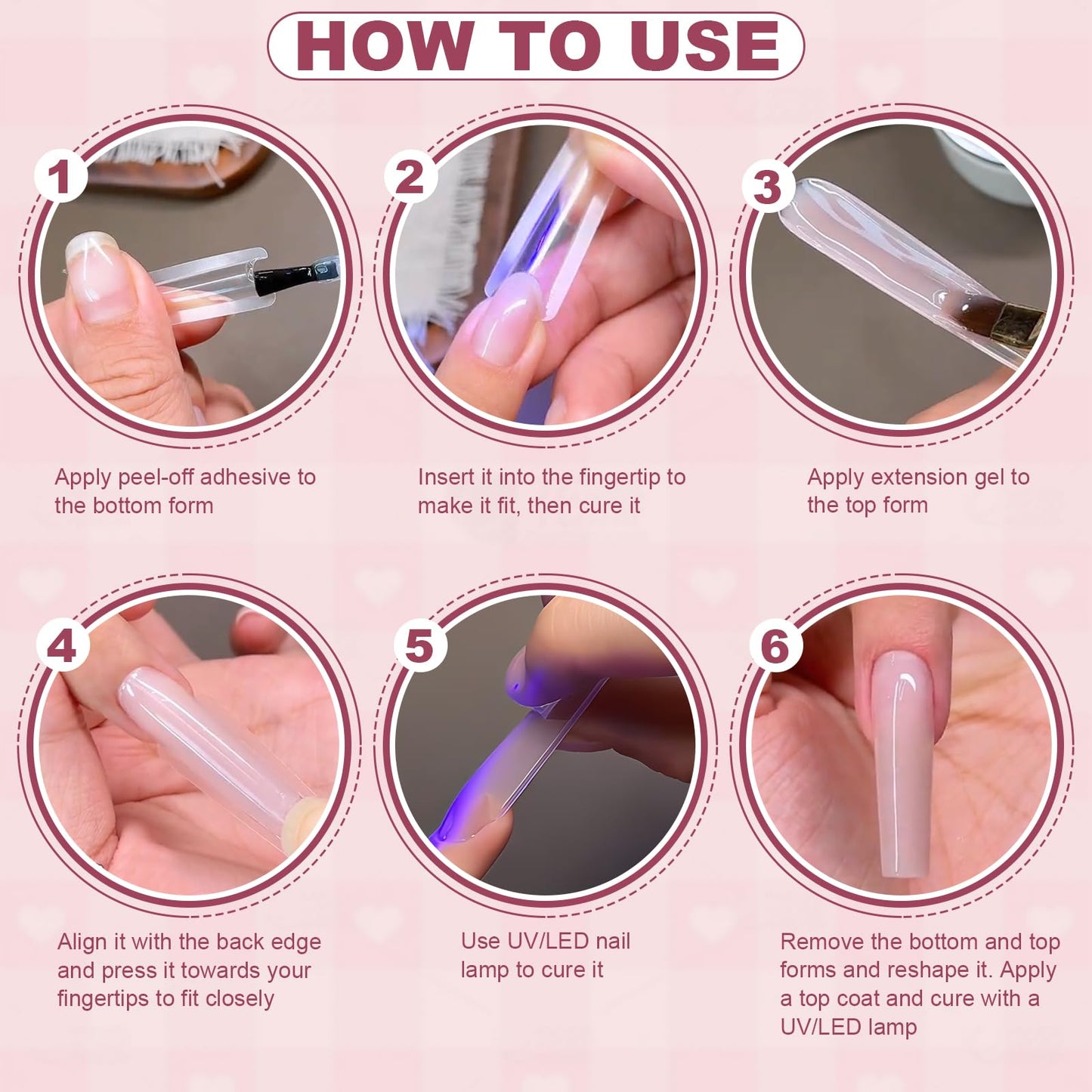 Plman 240 PCS Sandwich Nail Dual Forms, Nail Extension Kit for Beginner & Professional, 14 Sizes Dual Form for Polygel and Builder Gel, Salon and Home DIY Nail Art Tools (Trapezoidal)