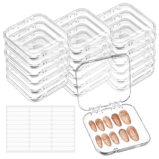 Yuanan 20pcs Press on Nail Storage Box with 90 Pcs Adhesive Double Sided Tape Nail Packaging for Press Ons Presses on Nails Container for Fake Nailes Storage Case Nails Display Art Business