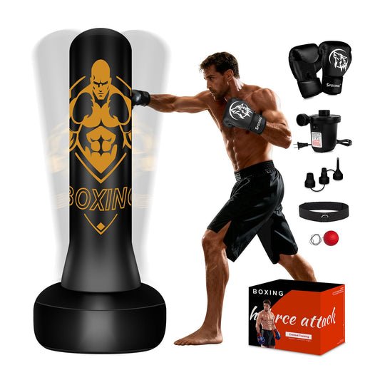 Vobab Freestanding Puncing Bags for Adults Teens, Heavy Bag with Stand Boxing Bag with Boxing Gloves, Electric Air Pump, Reflex Ball, 70" Kickboxing Bag for Training MMA Muay Thai Gym