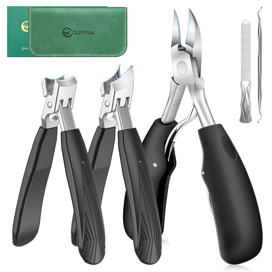 Upgrade Large Toenail Clippers for Thick Nails for Seniors Non-Slip Long Handle, Slanted Eagle Beak Angled Nail Clippers, Wide-Mouth Splash-Proof Curved Precision Ingrown Nail Cutter for Men Women