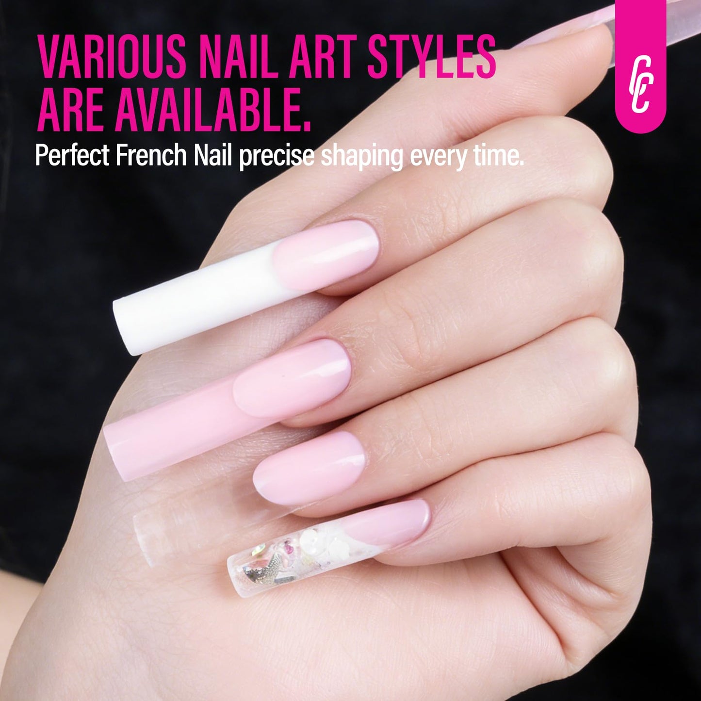 CHUCHU 3D French Dual Forms for Polygel: Easy Nail Form Creates French Apex Nails for Builder Gel Acrylic Nail Extensions DIY - 5S Easy Removal Reusable Nail Forms for Professional -120pcs 15Size