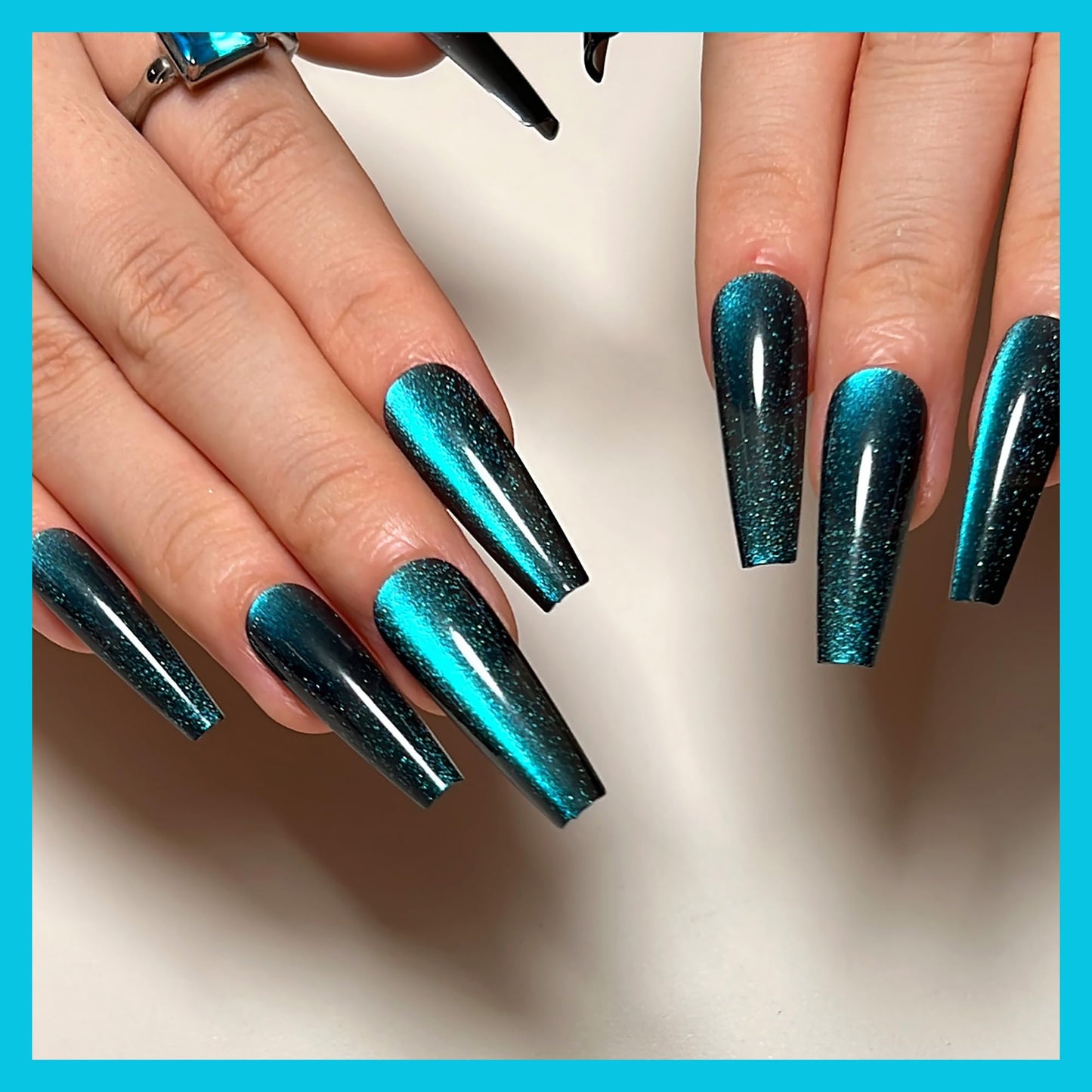 KKUUOO 4 Pack Press on Nails, Long Coffin Fake Nails, Gradient & Glitter Design False Nails, Full Cover Glossy Acrylic Nails, Stick on Nails for Women Girls, 96 Pieces 12 Sizes