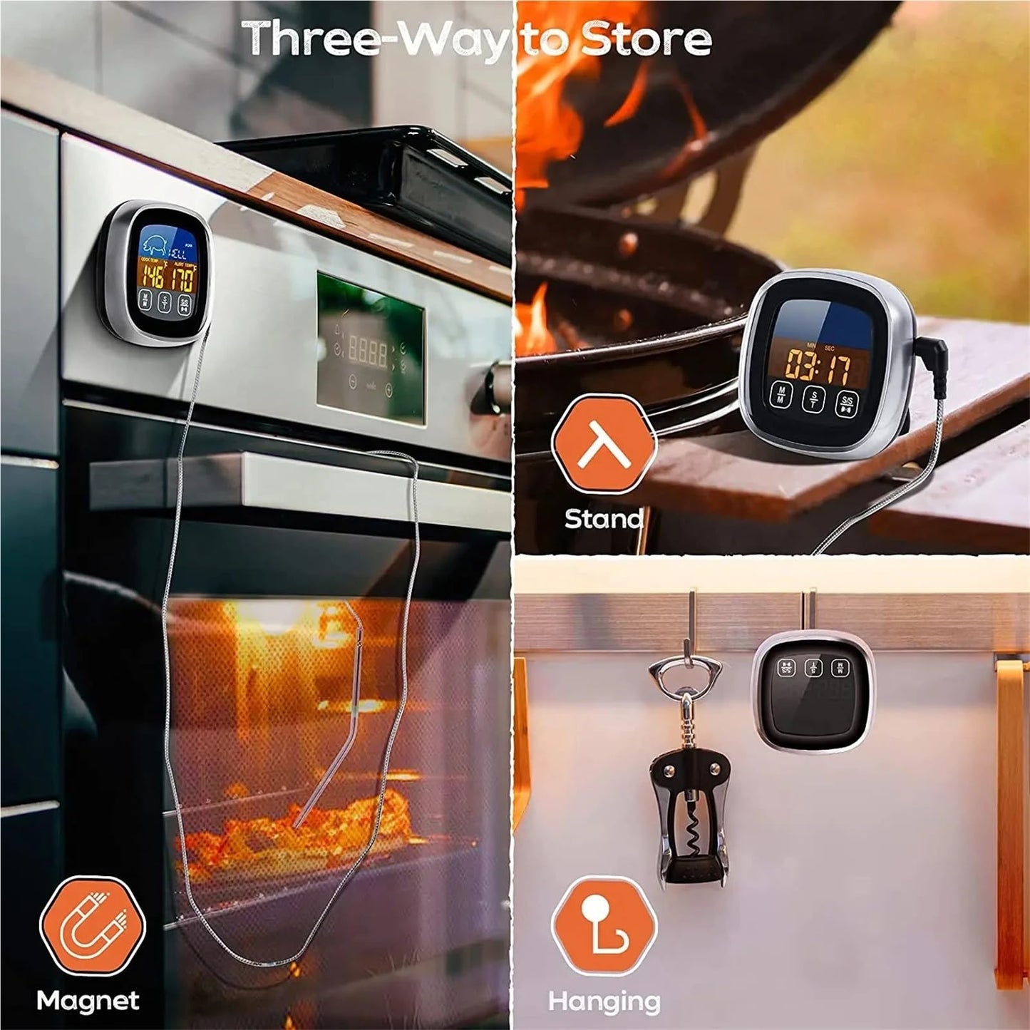 Digital Meat Kitchen Thermometer Stainless Waterproof Meat Temperature Thermometre Probe Oven Cooking BBQ Temperature Meter