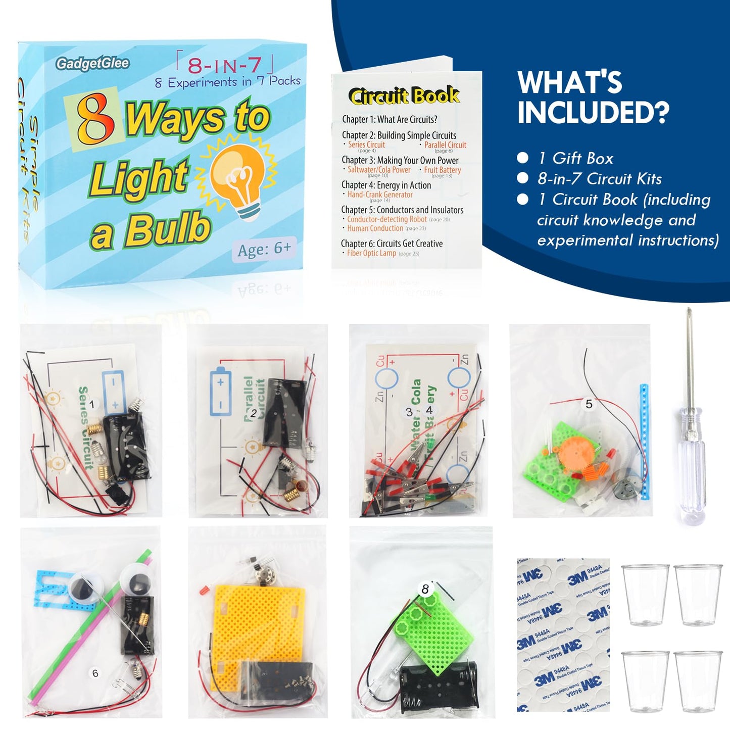 STEM Electric Circuit Kit for Kids Ages 8-12, Electrical Circuits Science Project Light Bulb Experiment, Educational STEAM Kits Electricity Toys Boys Girls Electronic Activities 6 7 8 9 10 12 Year Old
