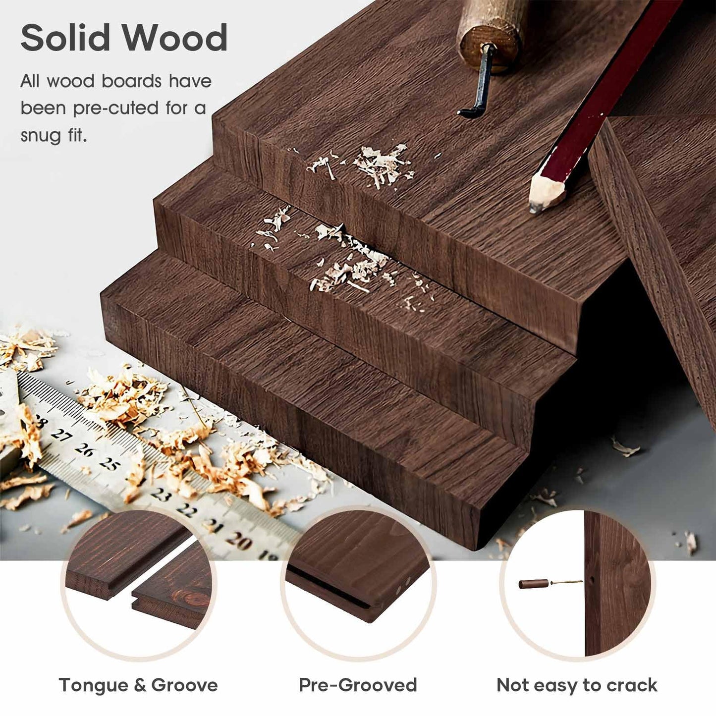 ROYMELO 30x80 inch Sliding Barn Wood Door Slab with 5ft Hardware Kit and Handle, Coffee, K Shape, Simple DIY Assembly
