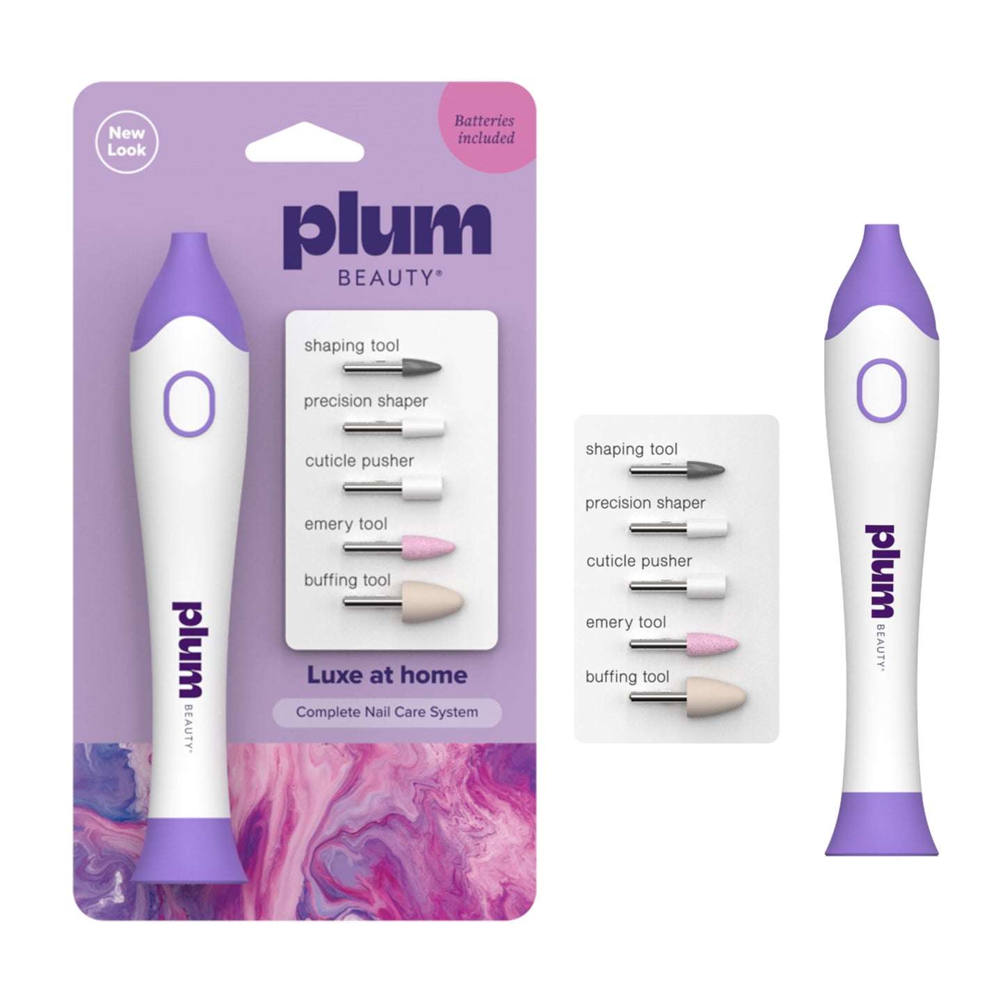 Plum Beauty Complete Nail Care System – 5-in-1 Professional Electric Manicure & Pedicure Kit with Interchangeable Attachments for Shaping, Buffing, and Cuticle Care