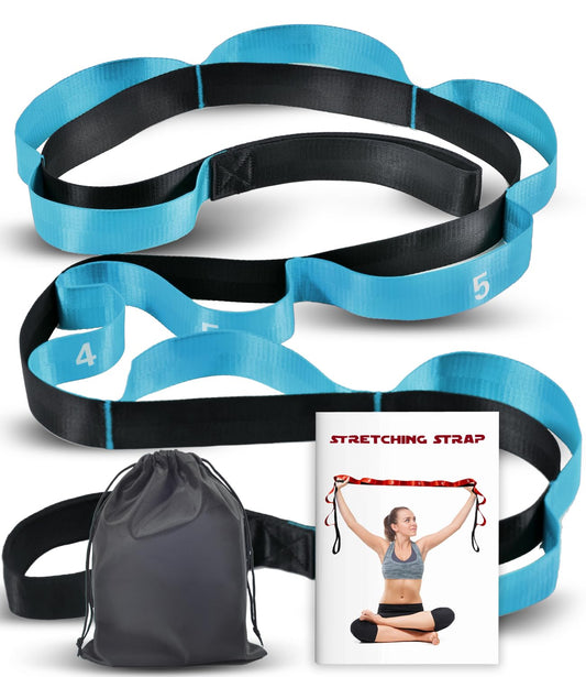 Acozycoo Stretching Strap with Loops for Physical Therapy,Yoga Strap for Stretching,Home Workout,Pilate & Flexibility Training,Non-Elastic Exercise Stretch Band for Hamstring,Leg Stretcher Belt,Flexibility Fascia (Blue)