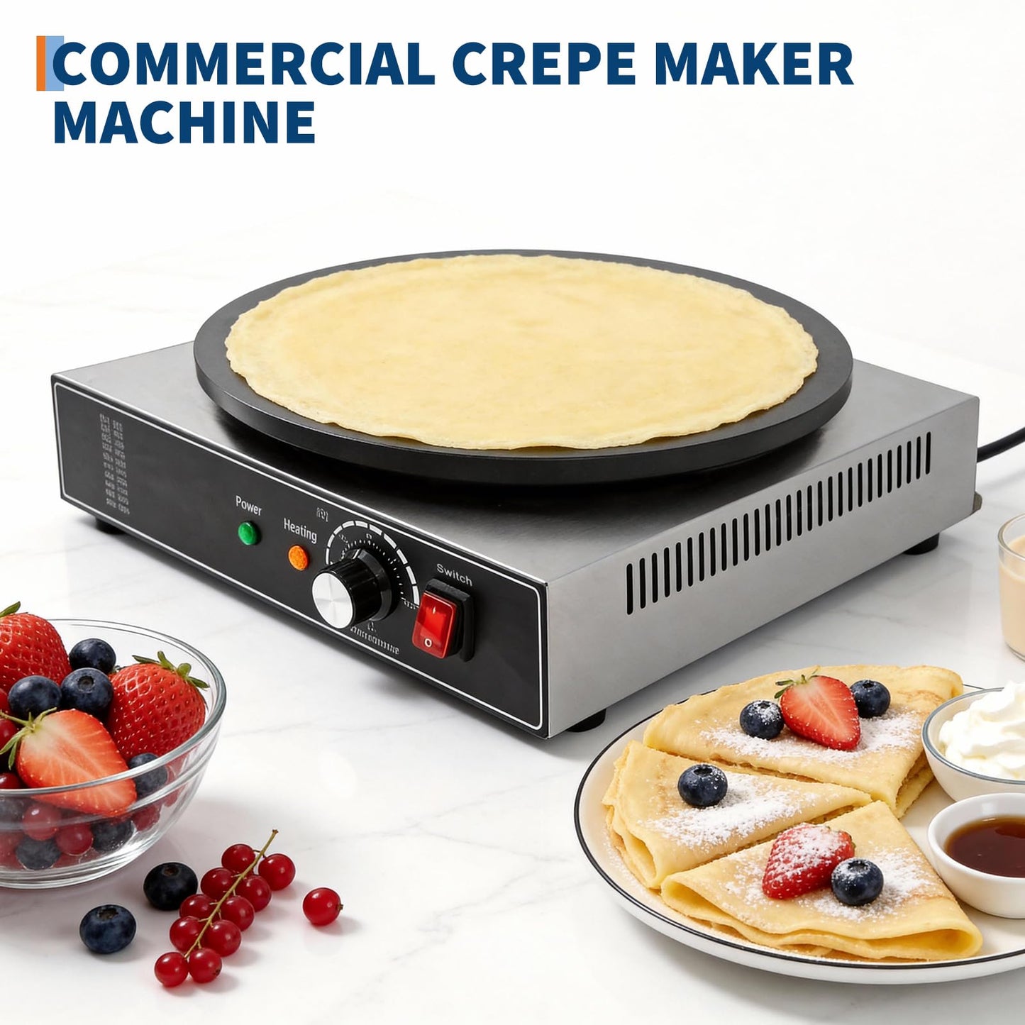 Electric Crepe Maker,1700 w 110 v Flat Plate Crepe Griddle with Temp Control,Non-Stick Commercial Crepe Machine for Home and Commercial Use
