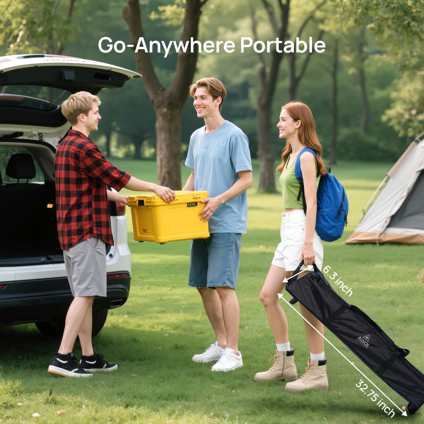 AWOL VISION Folding Outdoor Projector Screen with Stand (200 inches)，Outside Projection Screen 4K/8K UHD Support, Freestanding, Portable Alloy Frame, 16:9 HD, Lightweight for Camping, Backyard
