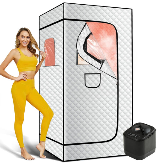 zaichare 2026 Home Steam Sauna with 4L 1500W Steamer, Full Body Sauna Box for Home, Personal Sauna Steam Sauna Tent at Home Spa, Home Saunas Room for Gym, Pilates, Garage (Silver 4L)