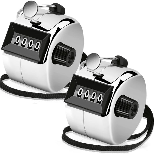 Decymis 2 Pack Clicker Counter, Metal Hand Tally Counter Clicker, 4 Digit Mechanical Palm Click Counter for Counting Numbers, Coaching, Sports Events Count