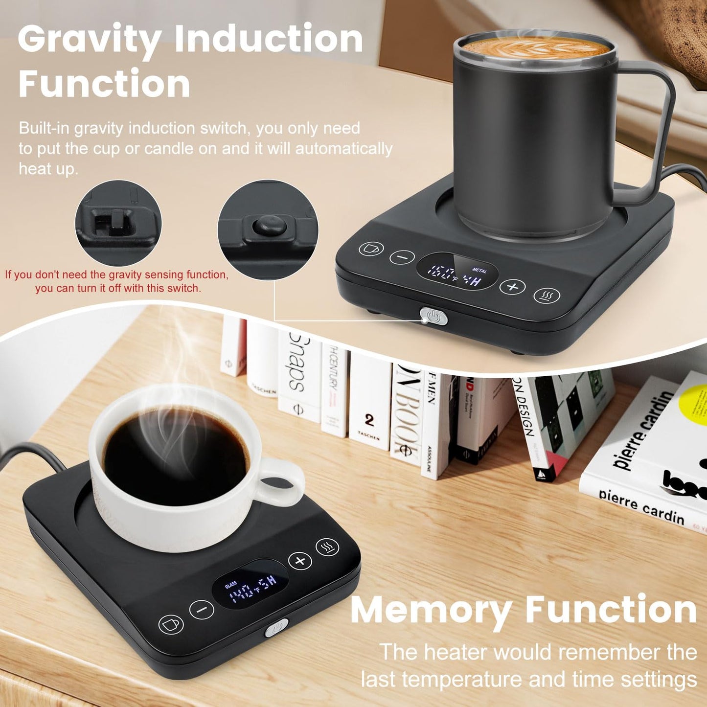 Coffee Mug Warmer & Mug Set, 30W Coffee Cup Warmer with 15.5oz Cup for Desk with Auto Shut Off, Timer Function, Smart Mug Heater for Heating Coffee, Tea, Candle, Beverage, Gifts