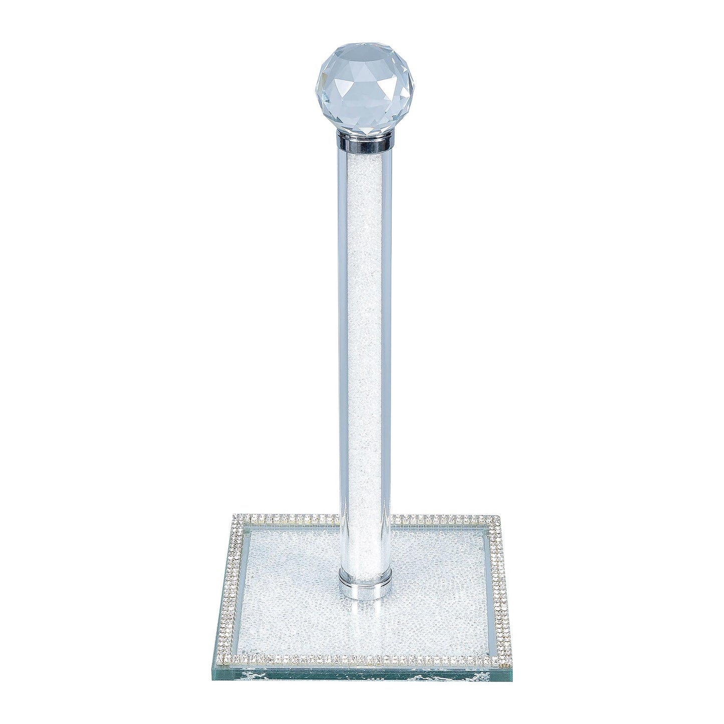 Hochance Gold Crystal Standing Paper Towel Roll Holder Countertop Weighted Rack,Glam Cute Bling Rhinestone Jeweled Diamonds Modern Decoration Christmas Housewarming Gifts for Kitchen Home Bar