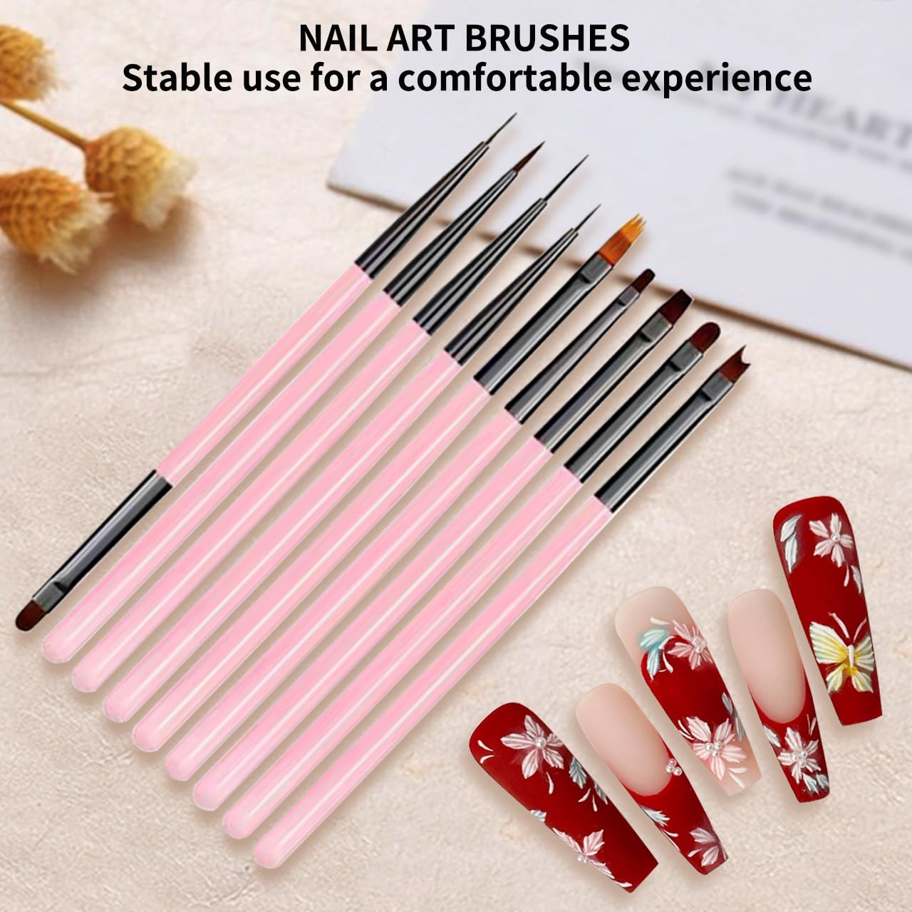 39PCS Nail Art Brush Set, Nail Brushes with Gel Polish Brushes, Gel Nail Brush for Builder Gel, Striping Liner Brush, Dust Brush, Nail Stand, Nail Color Palette, DIY Manicure Tools Gift for Women