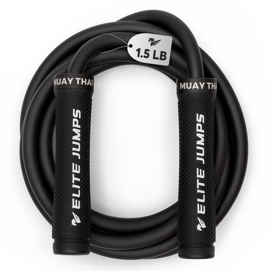 Muay Thai 3.0 Weighted Jump Rope for Men & Women - Professionally Designed for High-Intensity Training | Muay Thai, MMA & Fitness Jump Rope - Full Body Workout Weighted Rope - Black
