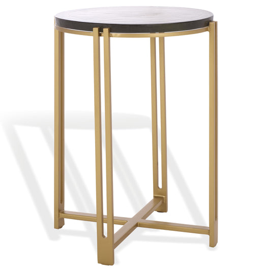 SAFAVIEH Couture Collection - Levitt Cast Glass Top Accent Table, Sculptural Modern Side Table, Brass Finish Base, Fully Assembled (SFV7916A)