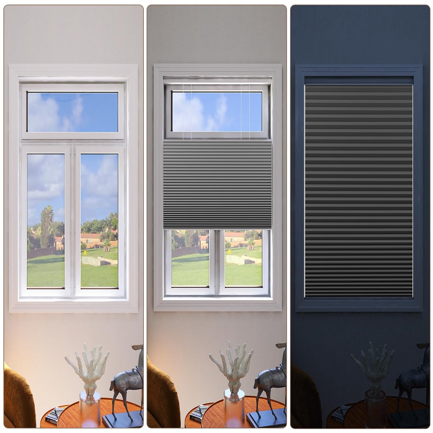 LEXEN Smart Top Down Bottom Up Honeycomb Shades WiFi Enabled Motorized Cellular Blinds Compatible with Alexa/Google Home Double Cellular Fabric Blackout Insulated Custom Sizes-White