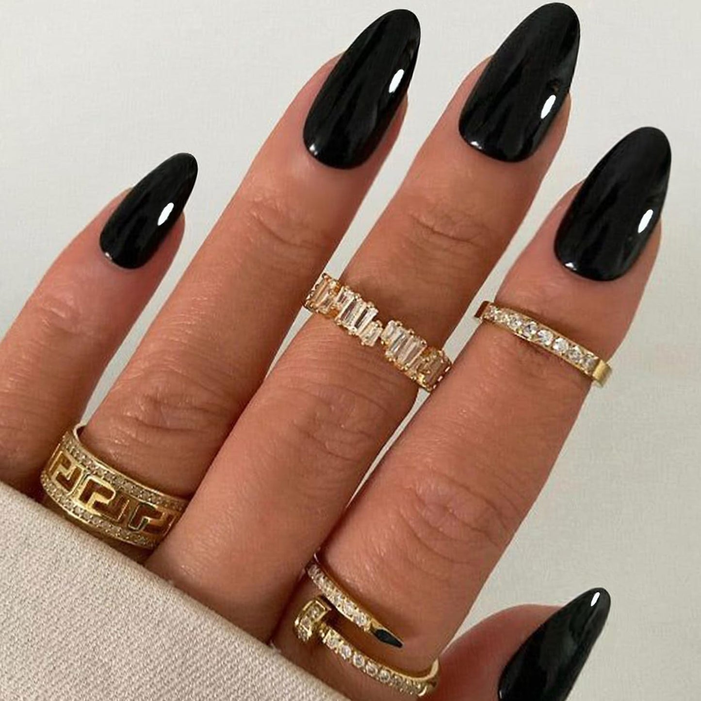 GLAMERMAID Cherry Red Press on Nails Medium Almond, Handmade Jelly Soft Gel Burgundy Emo Dark Red Glue on Nails, Pure Black Short Oval Stick on Nails Gel, Acrylic False Fake Nails Kit for Women