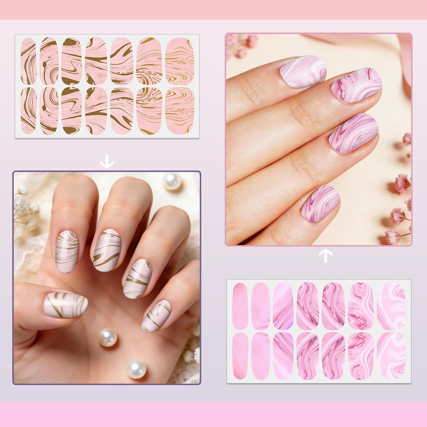 SILPECWEE 12 Sheets Nail Wraps for Women Nail Polish Strips Color Blending Self Adhesive Nail Polish Stickers Gel Nail Strips Nail Art Accessories with 1pc Nail File (Dreamy Style)