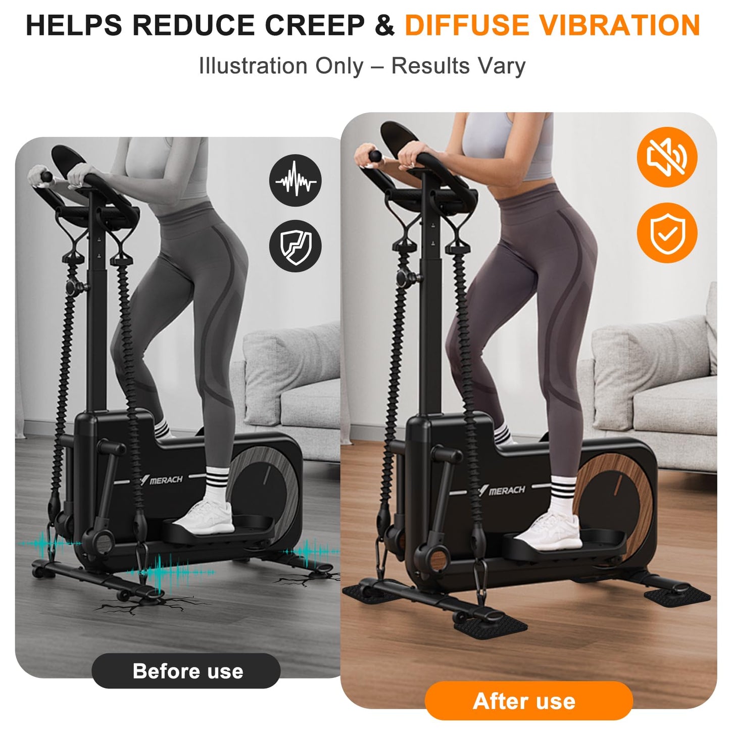 Compact Silicone Treadmill Mat, Non-Slip Shock Absorbing Pad, Floor Protector for Home Gym Equipment, Easy to Clean, Anti-Vibration, Prevents Floor Damage (6, 3.94x3.94x0.2inch)