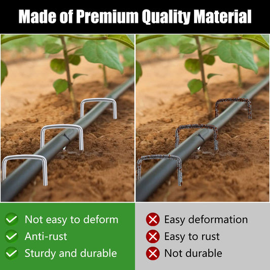 FEED GARDEN 6 Inch 300 Pack Galvanized Landscape Staples 11 Gauge Anti-Rust Garden Stakes Landscaping Fabric SOD Pins Yard Stakes for Weed Barrier Fabric