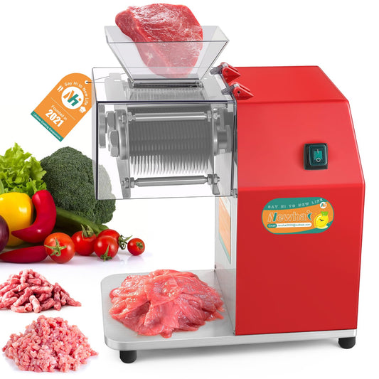Newhai 850W Meat Cutter Machine, Commercial Meat Cutting Machine 20mm Heavy Duty, Stainless Steel Meat Slicer Shredder Restaurant, for Boneless Meat Soft Vegetables