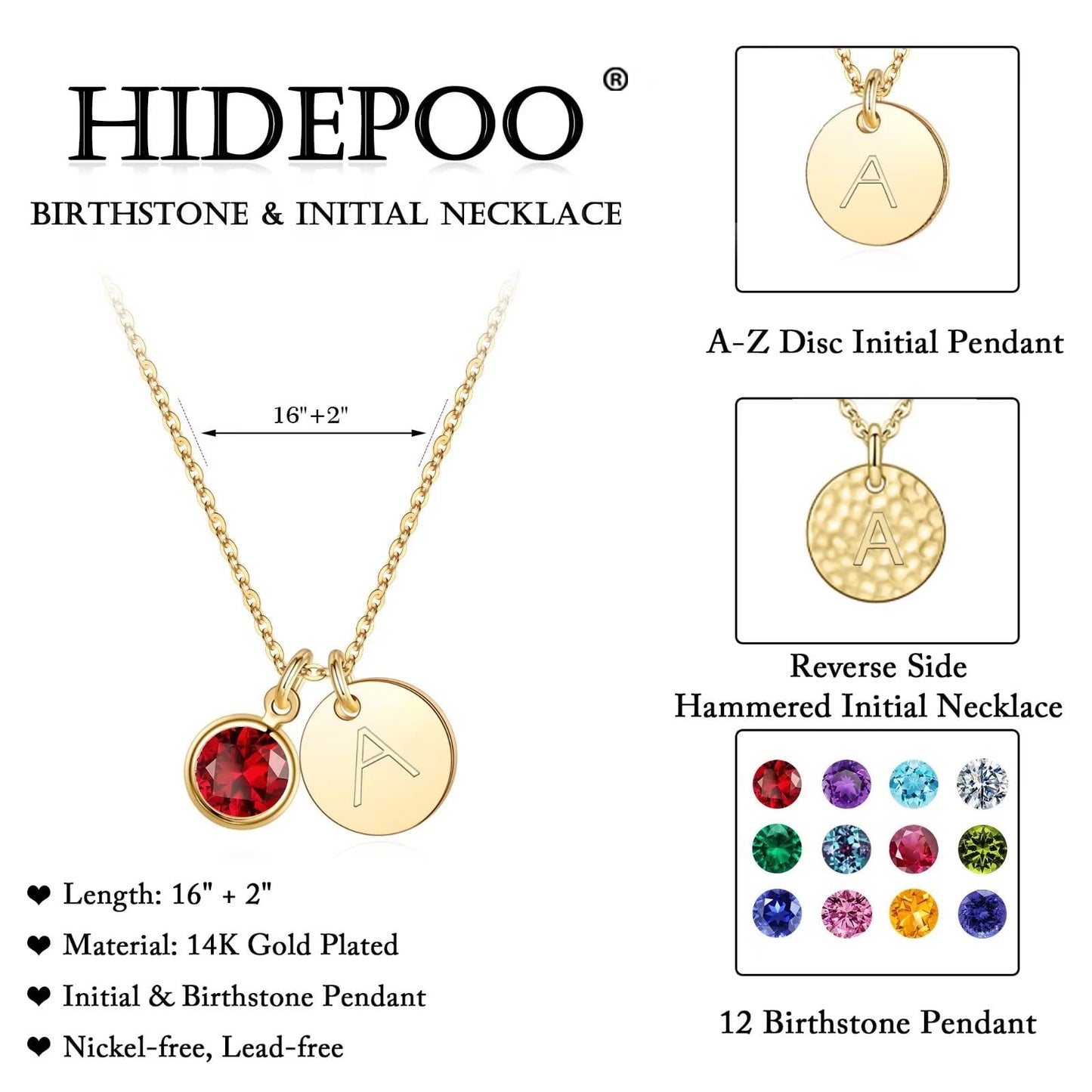 Hidepoo Graduation Gifts for Women Her - Initial Birthstone Necklaces for Women, Personalized Gifts for Mom Wife Sister Grandma, May Emerald Birthstone Jewelry, Graduation Gift, Disc Letter A Necklace