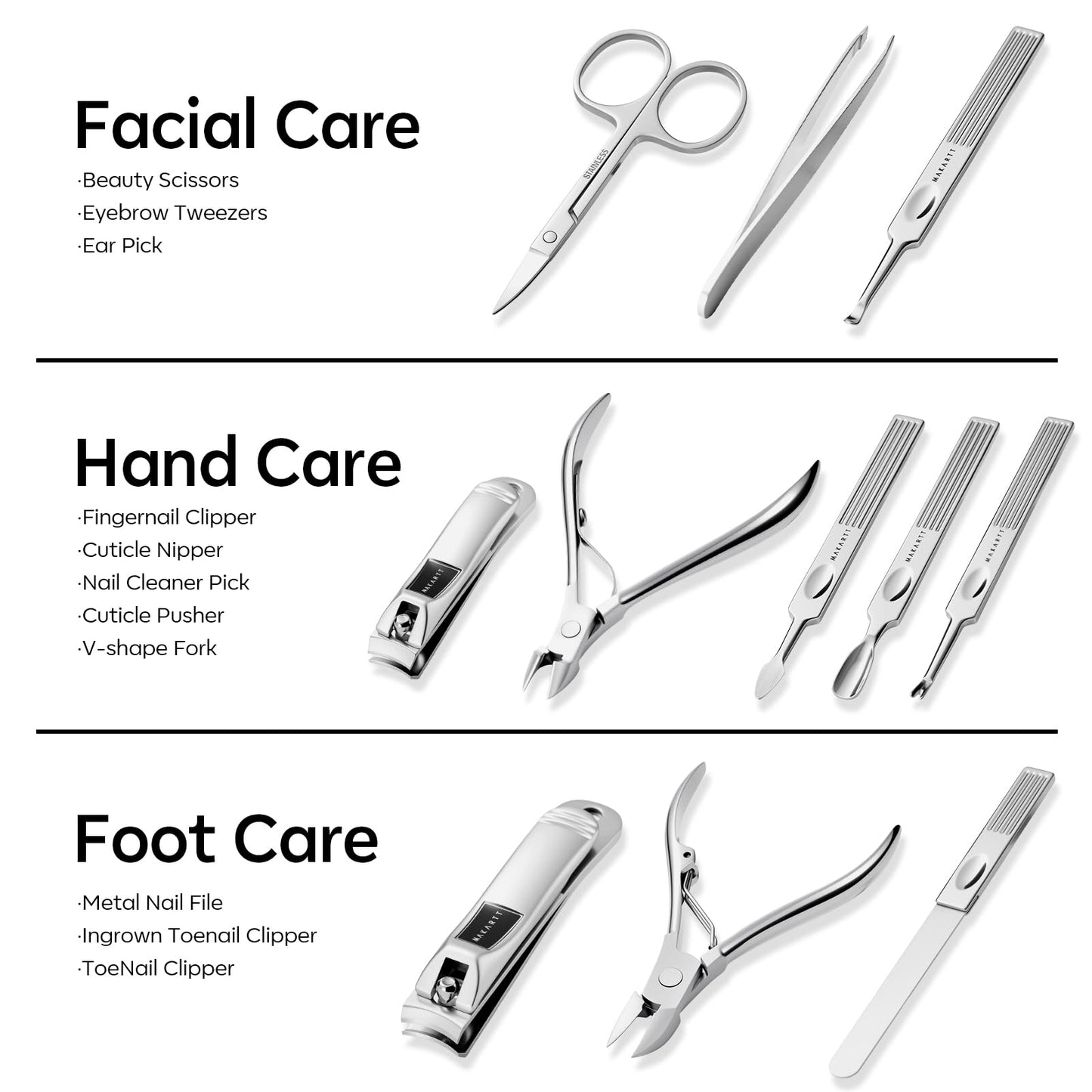 Makartt Manicure Kit for Women: Manicure Set with Nail Clippers - 11 pcs Stainless Steel Women Men Grooming Gift Travel Nail Kkit with Portable Rosy Gold Leather Case