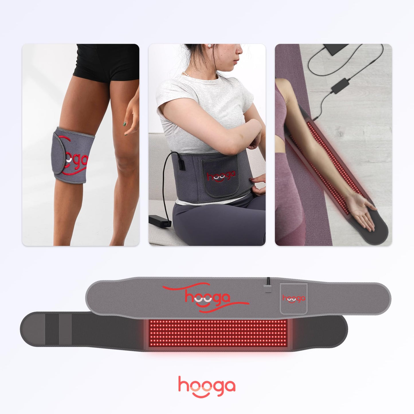 hooga Red Light Therapy Wrap, Infrared Light Belt with 405 High-Efficiency LEDs, Red & Near-Infrared LED Device for Back, Neck, Shoulder, Waist, Wrist, for Men and Women