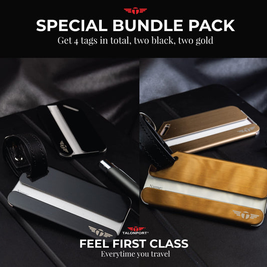Indestructible Luggage Tags Stand Out with Black & Silver Metal Personalized Luggage Tags for Travel with Free Smart Bag Tag Recovery Included