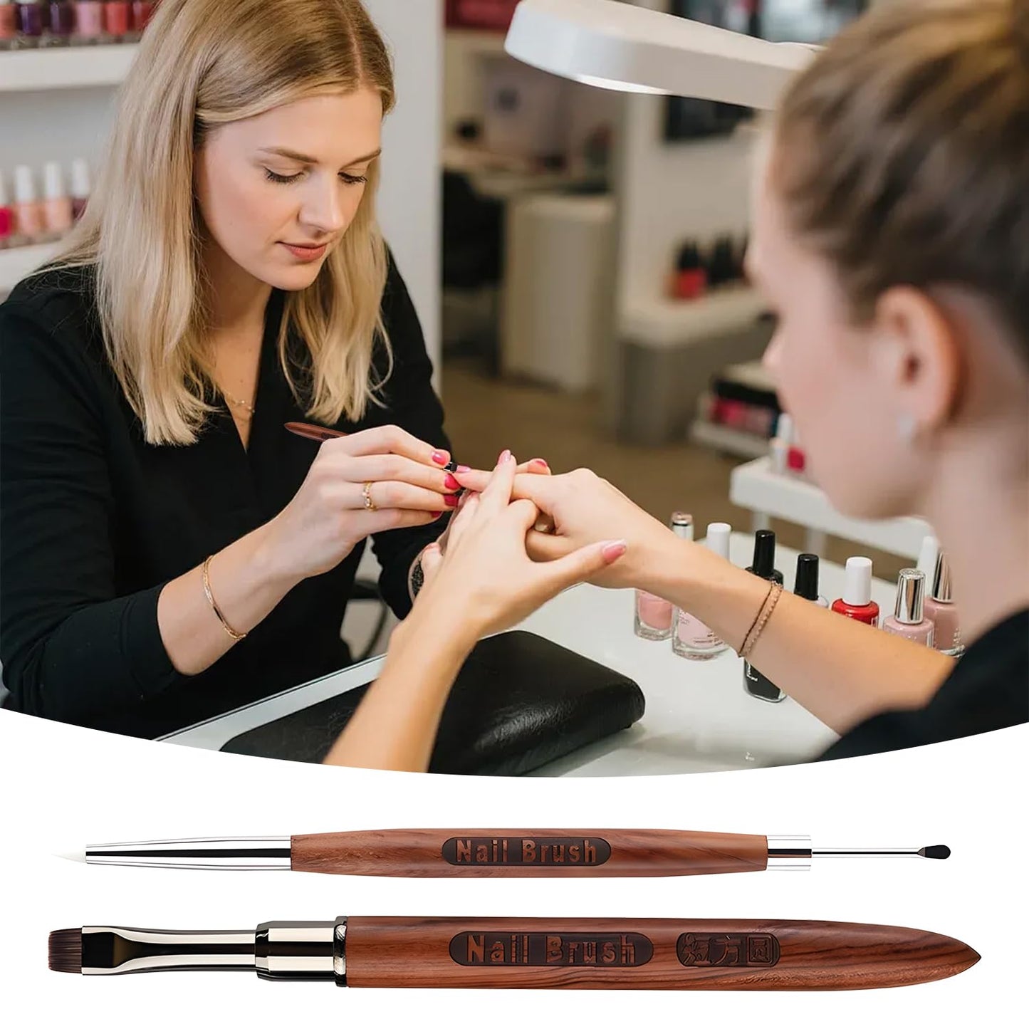 Double Nail Art Sculpture Pen: Silicone & Metal Dual Tipped Nail Brushes Silicone Nail Art Tools for Design Nail Foil Carving Drawing Shaping Effect Nail Art Pens for Home and DIY (Brown)