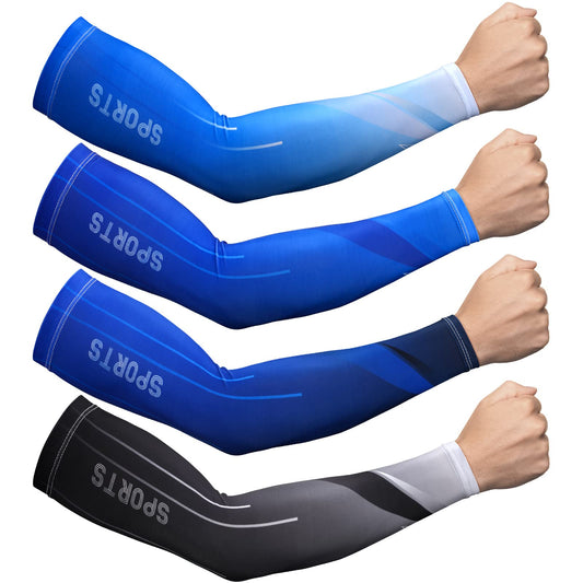 JenPen 4 Pair Arm Sleeves for Men Sun Sleeves for Men UV Cooling Sun Protection Sports Compression for Mens to Cover Tattoo(Classic Colors,Medium)