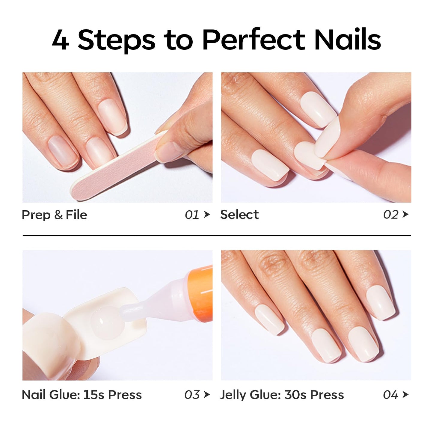 Modelones Extra Short Press on Nails, Squoval Fake Nails, Reusable Nail Kit with Nail Glue Adhesive Tabs Mini Nail File, Nails Press Ons 32Pcs 16 Sizes, Cosy Pink, Spring Women Girl Gift