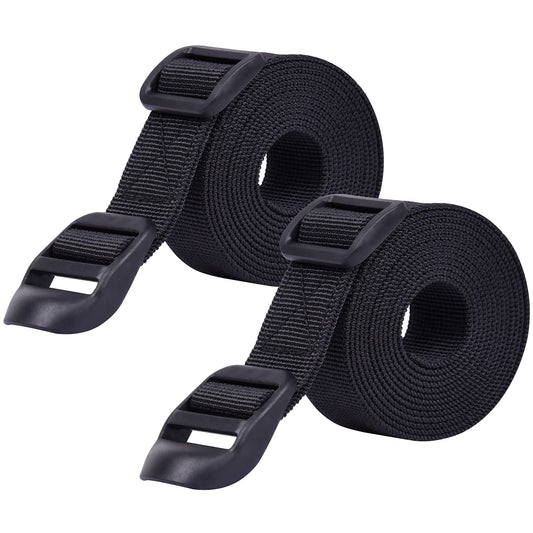 Wisdompro Sleeping Bag Strap, 2 Pack of Heavy Duty Utility Straps for Backpacking, Sleeping Bag Compression, Luggage, Camping, Hiking with Plastic Buckle - 48 inch, Black