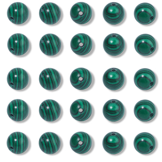 NITOPUPU 100Pcs 8mm Smooth Malachite Beads for Jewelry Making, Natural Round Loose Gemstone Stone Bead for Necklace Bracelets, Crafts for Adults with Crystal Stretch Cord