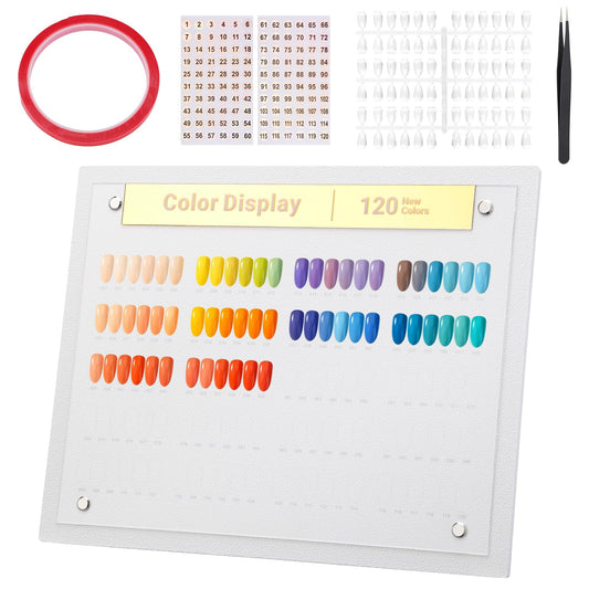 Segbeauty 168 Colors Acrylic Nail Art Display Board with Tweezer, Nail Display Polish Stand with False Fingernail Tips Double Sided Tape and Number Sticker, Showing Holder for Sample Display Practice