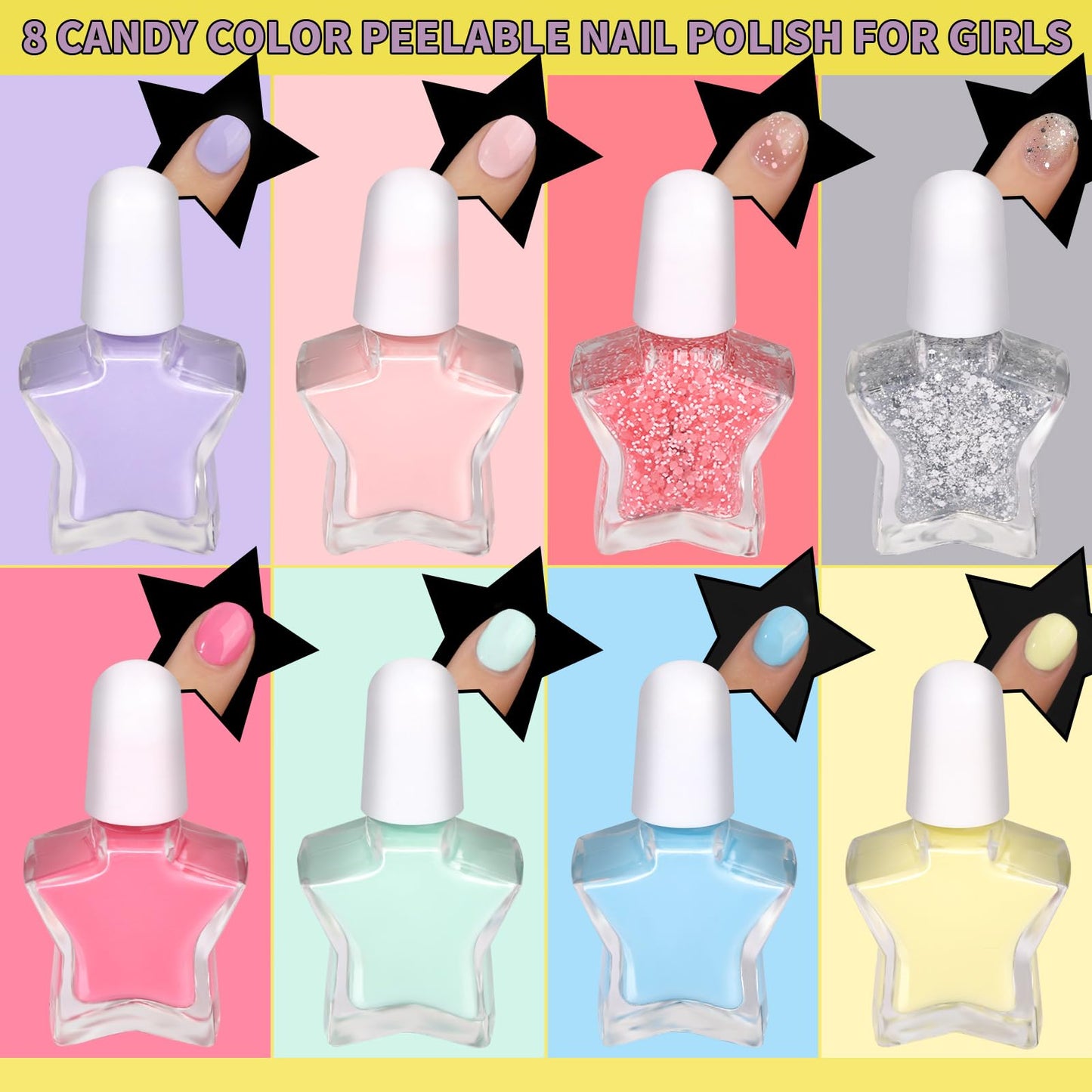 FANDAMEI Nail Kit for Girls, Press on Nails for Teens, Nail Polish Set for Girls, False Nail Tips for Teens, Nail Stickers, 3D Rhinestone Stickers Face Gems, Nail Glitter, Nail Art Tool Kit