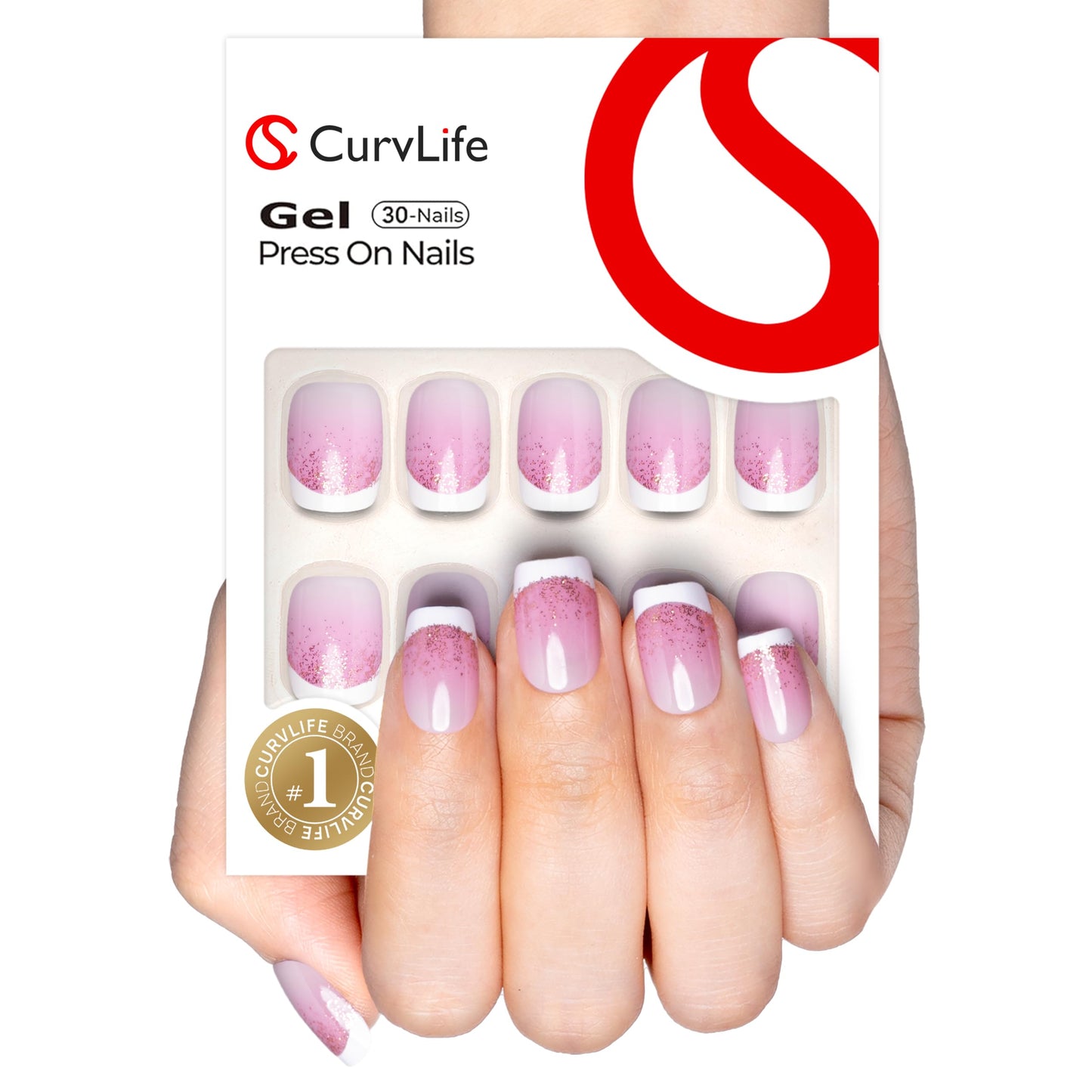 CurvLife Press On Nails Kit - Full Cover False Nail Tips with Trendy Designs, Reusable & Glue Included - Easy Application Nail Accessories for Women (cat eyes, Medium)