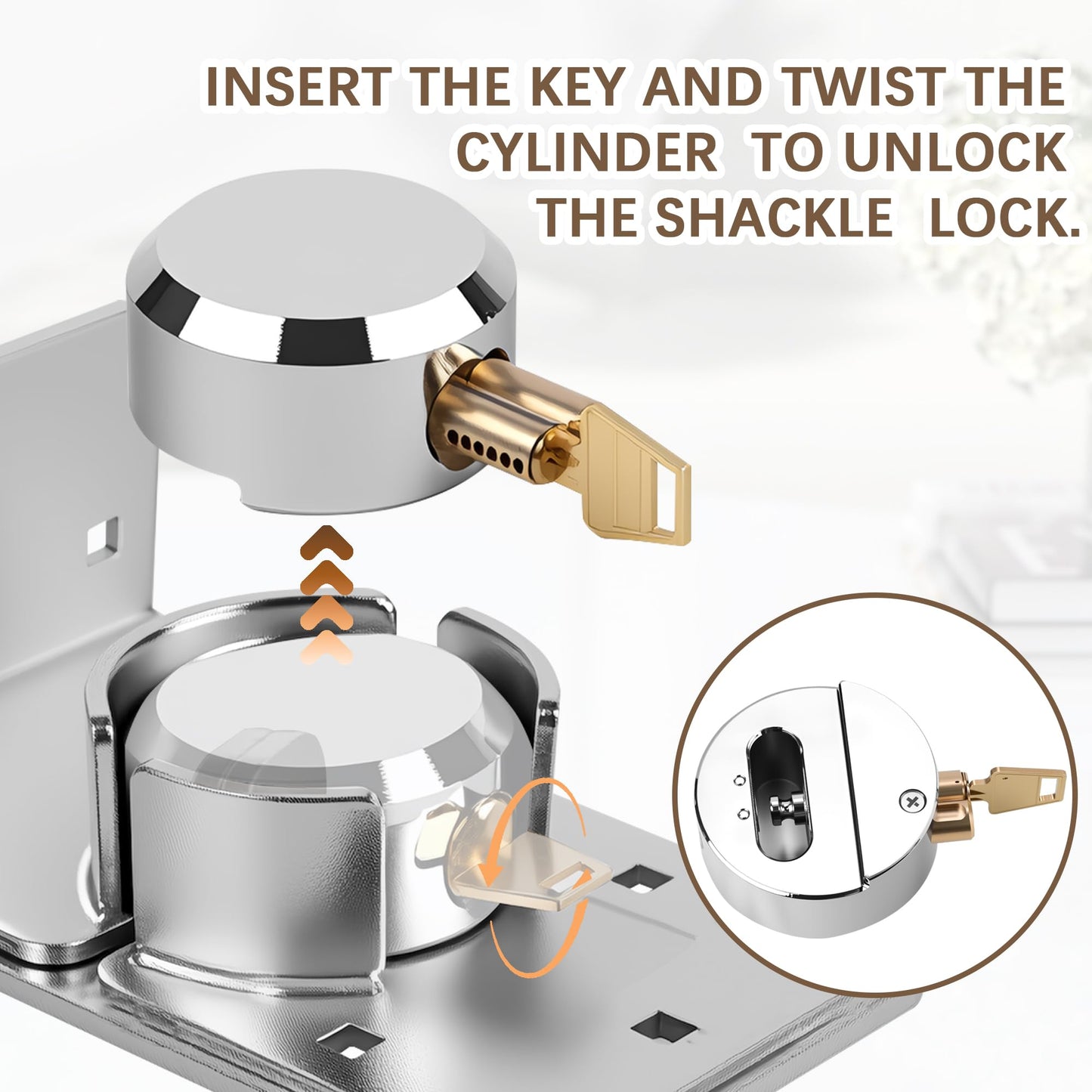 Heavy-Duty Solid Steel Roll-Up Door Lock，High-Security Hidden Shackle Padlock and hasp Set, Comes with 2 Keys, specifically Designed for Garage Doors to Prevent Unauthorized External Access