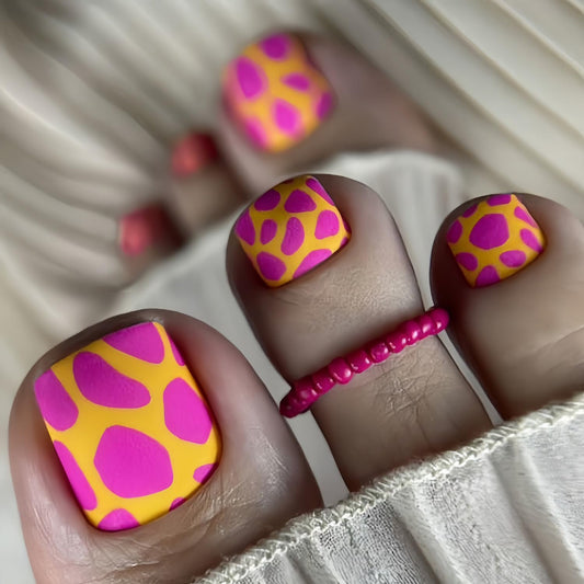 FIEONCIY Press on Toenails with Designs Acrylic Fake Nails for Toe Artificial False Nails with Charms Glue on Toe Nails for Spring Summer Stick on Toenails for Women Girls(Y602)